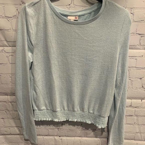 SO Tops - So Juniors Cozy Long Sleeve Knit Top light blue size large